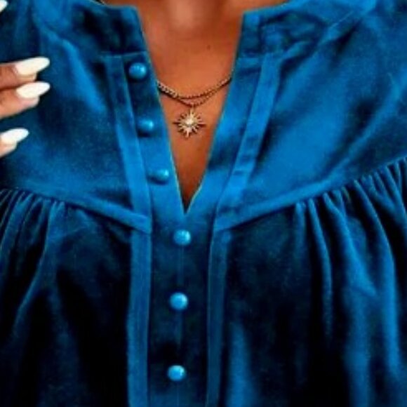 Peacock Blue Velvet Tunic - Picture 5 of 8